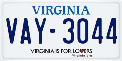VA license plate VAY3044