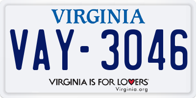VA license plate VAY3046