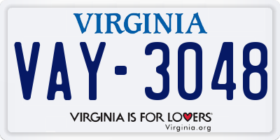 VA license plate VAY3048