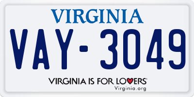 VA license plate VAY3049
