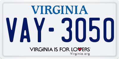 VA license plate VAY3050