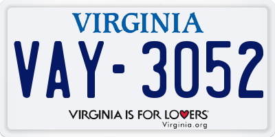 VA license plate VAY3052