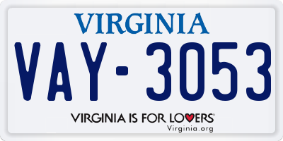 VA license plate VAY3053