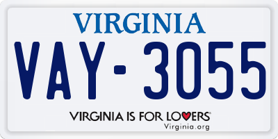 VA license plate VAY3055