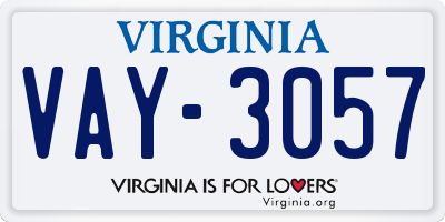 VA license plate VAY3057