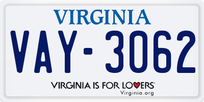 VA license plate VAY3062