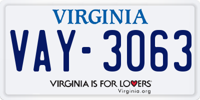 VA license plate VAY3063