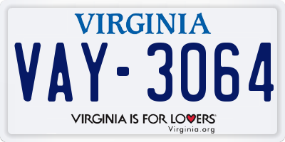 VA license plate VAY3064