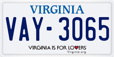 VA license plate VAY3065