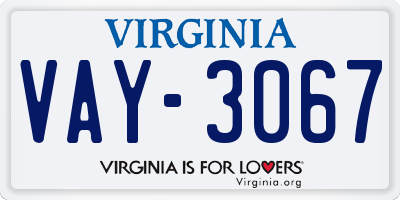 VA license plate VAY3067