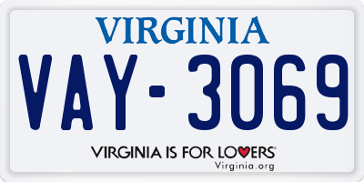 VA license plate VAY3069