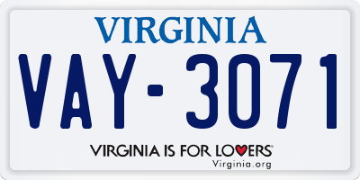 VA license plate VAY3071