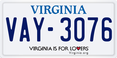 VA license plate VAY3076