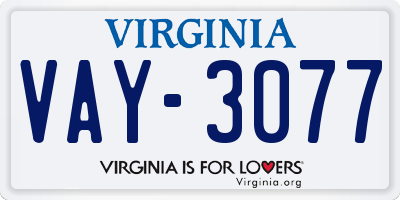 VA license plate VAY3077