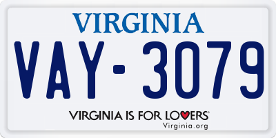 VA license plate VAY3079