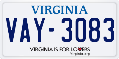 VA license plate VAY3083