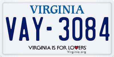 VA license plate VAY3084