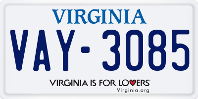 VA license plate VAY3085