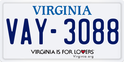 VA license plate VAY3088