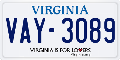 VA license plate VAY3089
