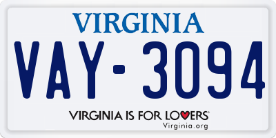 VA license plate VAY3094
