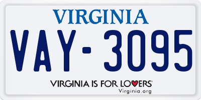 VA license plate VAY3095