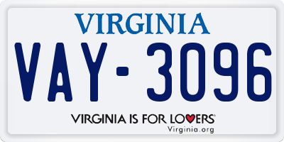 VA license plate VAY3096