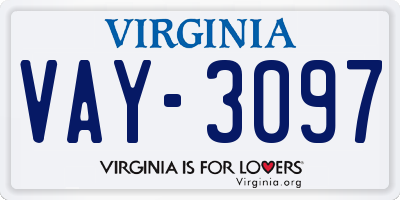 VA license plate VAY3097