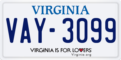 VA license plate VAY3099