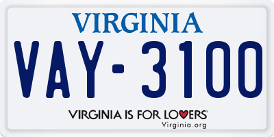VA license plate VAY3100