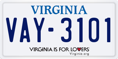 VA license plate VAY3101