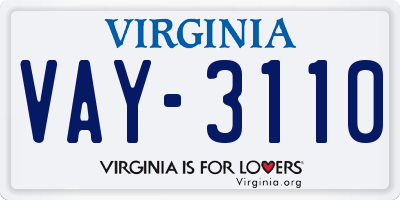 VA license plate VAY3110