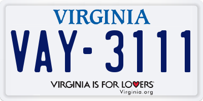 VA license plate VAY3111
