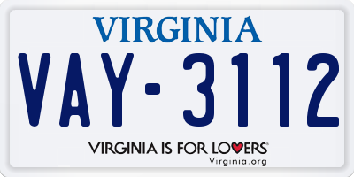 VA license plate VAY3112