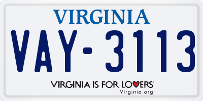 VA license plate VAY3113