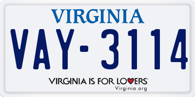 VA license plate VAY3114