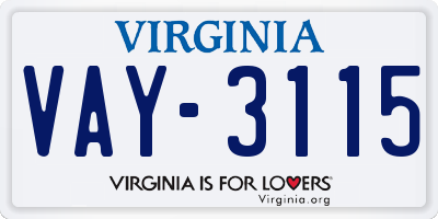 VA license plate VAY3115