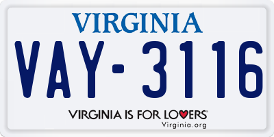 VA license plate VAY3116