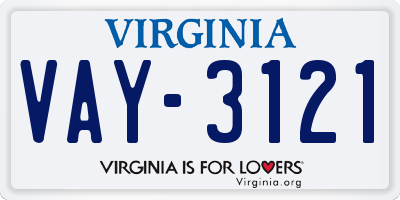 VA license plate VAY3121