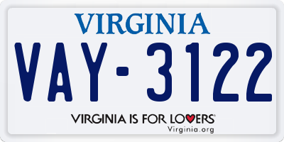 VA license plate VAY3122