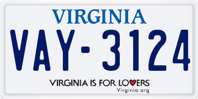 VA license plate VAY3124