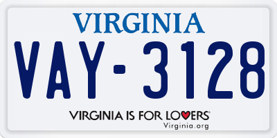VA license plate VAY3128