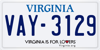 VA license plate VAY3129