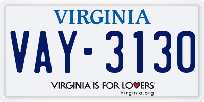 VA license plate VAY3130