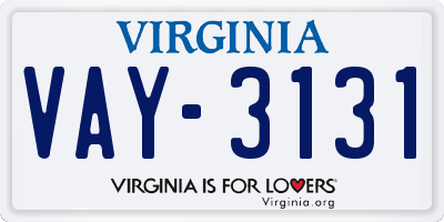 VA license plate VAY3131