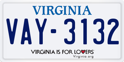 VA license plate VAY3132