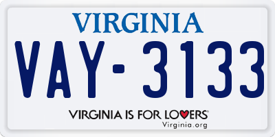 VA license plate VAY3133
