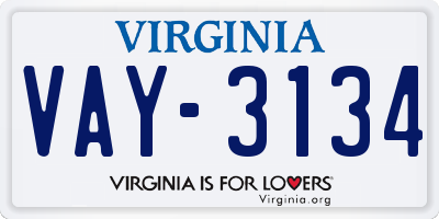 VA license plate VAY3134