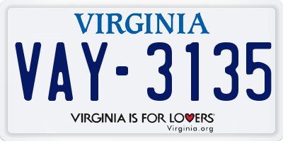 VA license plate VAY3135