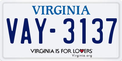 VA license plate VAY3137
